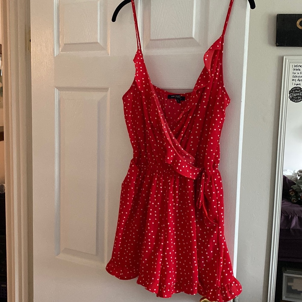 Red polka dot Romper